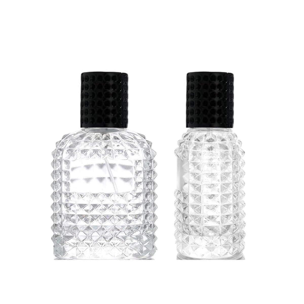 Gyaxiang 2 Pcs 100ml Glass Atomizer Perfume Spray Bottle, Clear Portable Empty Refillable Sprayer Fine Mist Sprayer Container for Essential Oil, Cosmetic (Black Cap)