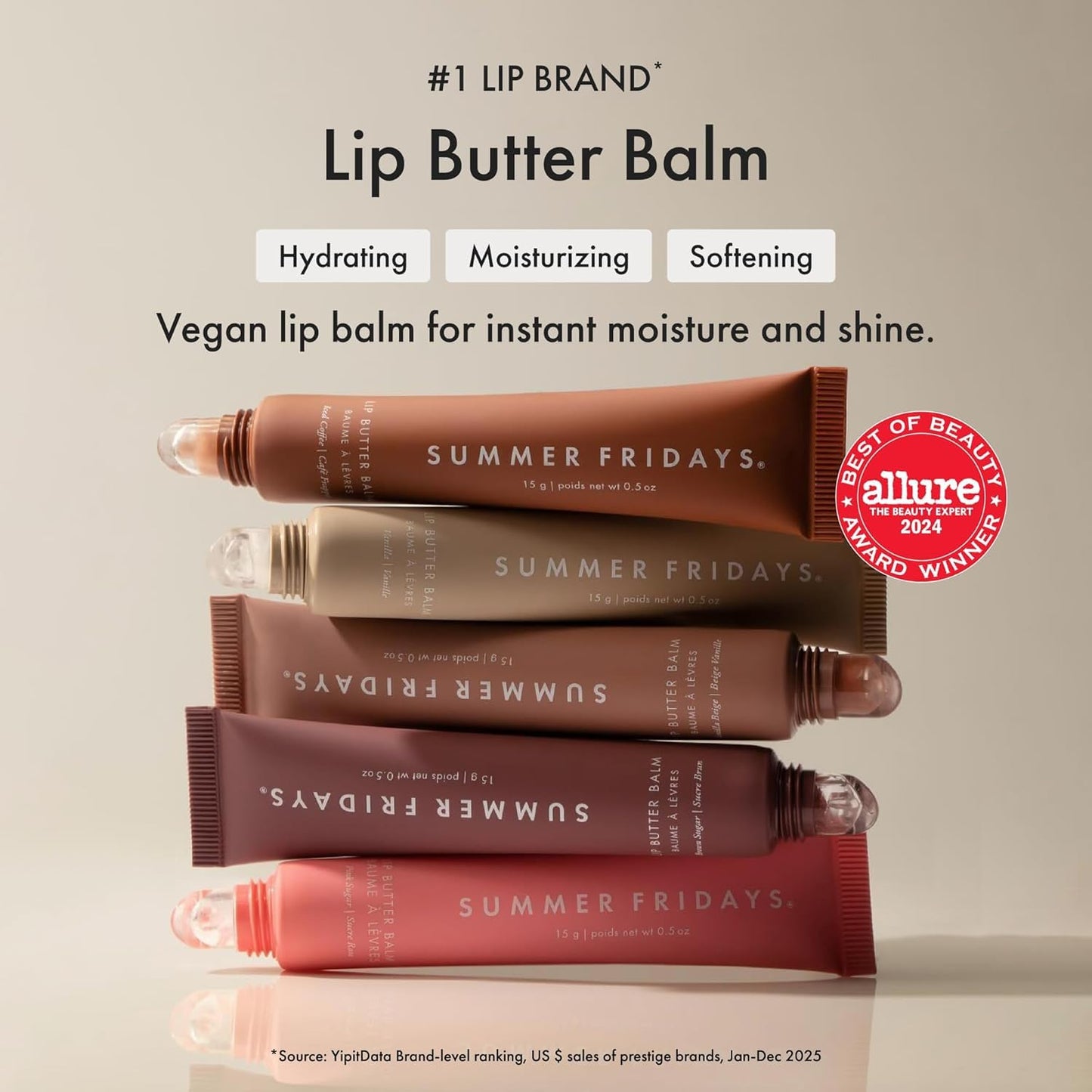 Summer Fridays Lip Butter Balm - Moisturizing Lip Gloss for Instant Shine + Sheer Color - With Nourishing Shea Butter - Everyday Makeup + Skin Care Summer Essentials - Toasted Marshmallow (.5 Oz)