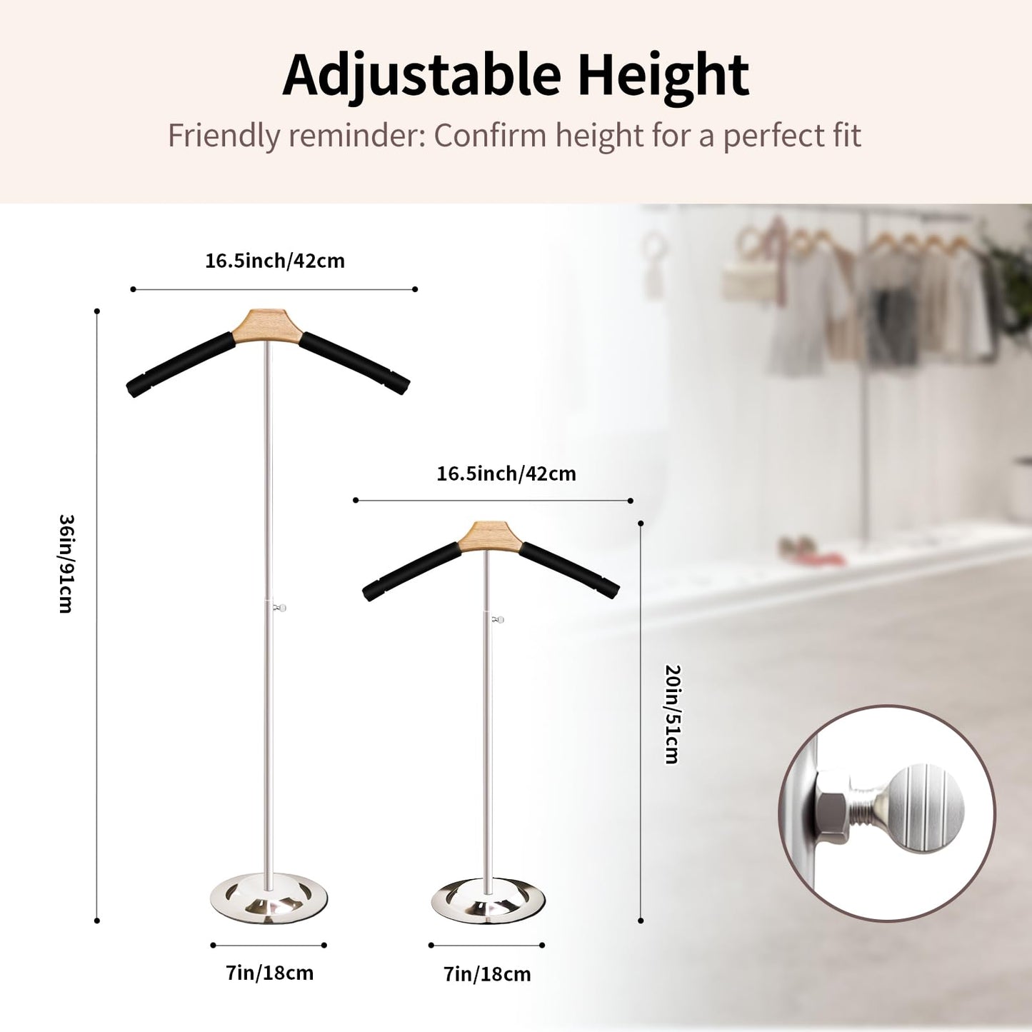 Shirt Display Stand Adjustable Height 20-36" Mannequin Torso Foam-Padded Premium Clothing Display for Delicate Fabrics, T-Shirt Display Stand for Vendors, Retail Stores (Black, 1 Pack)