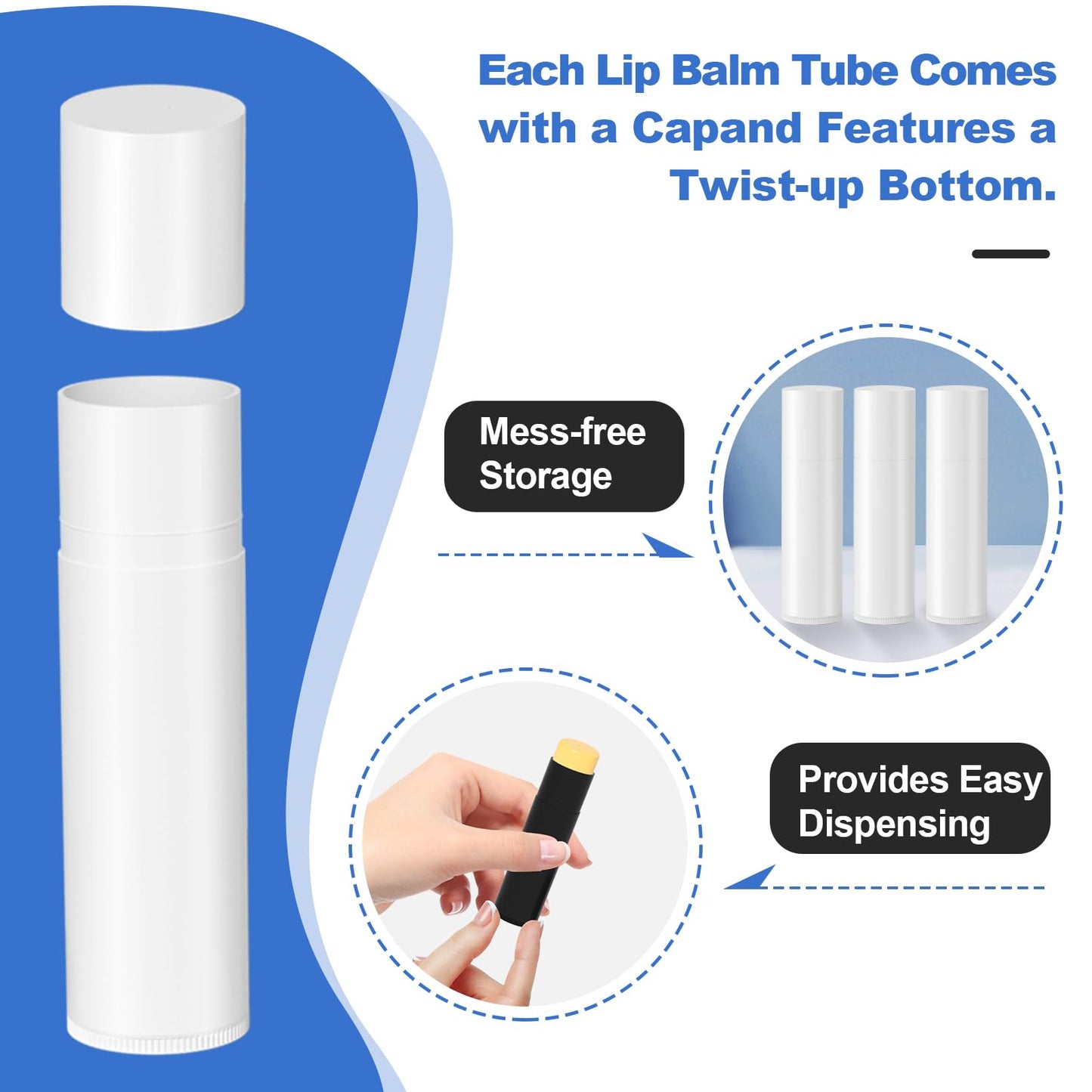 Lip Balm Tubes Kit with Filling Tray and Spatula, 50 Pack 5.5ml Empty lip Containers with Caps, BPA Free Twist-Up Lipstick Tubes for DIY Lip Balm and Cosmetic Making, Clear