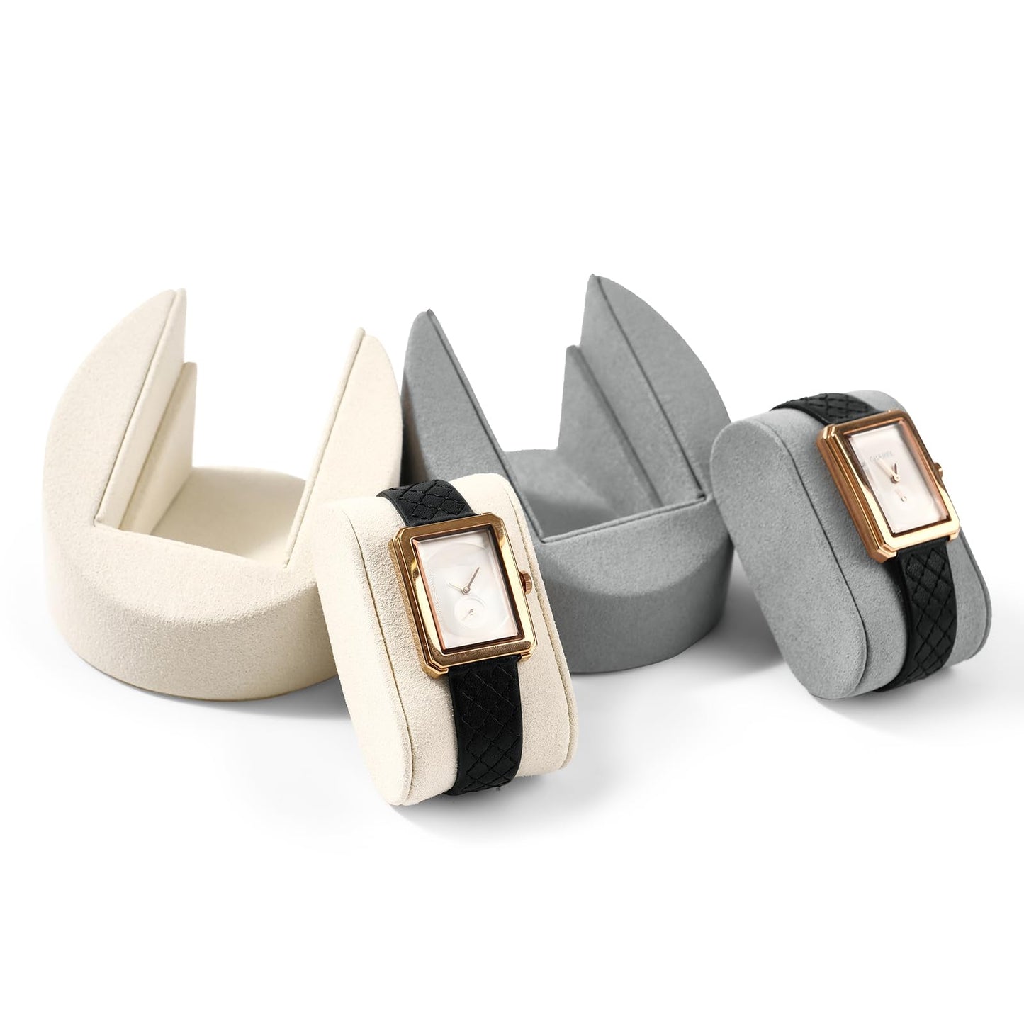 Woodten Microfiber Single Watch Stand Display Jewelry Watch Showcase Display Stand(Beige)