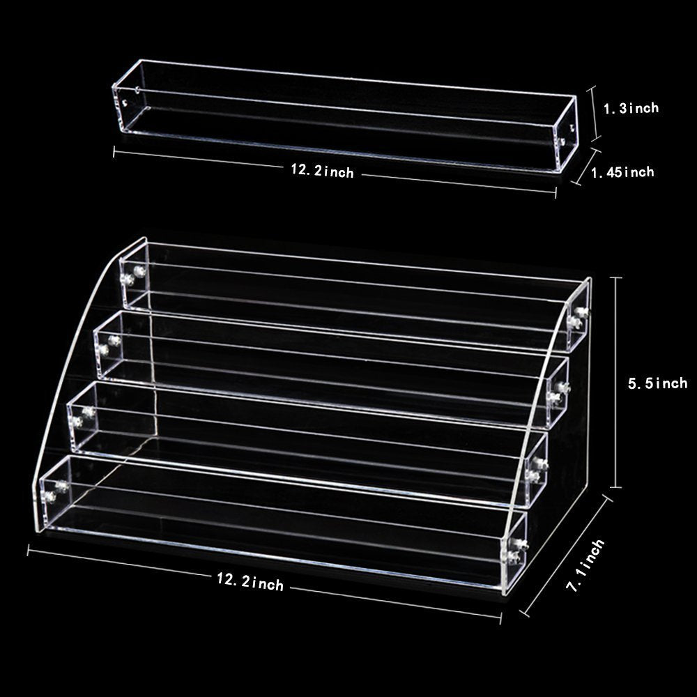 4 Tiers Makeup Holder Tiered Acrylic Organizer for Lipstick Nail Polishes Eye Shadow Toy Collection Dresser Reagent Container Retail E ssential Oils Liquids Paint Oil Bottle Display Rack Stand Station