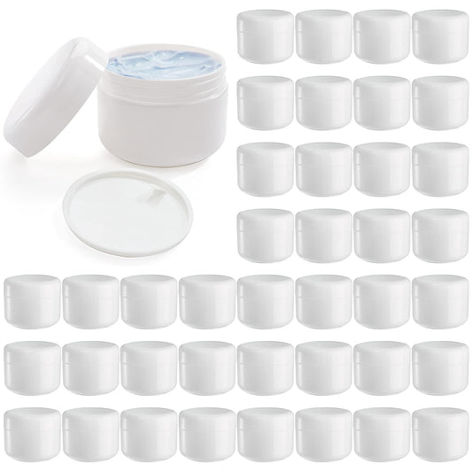 Bekith 40 Pack White 50G/50ML (1.7 oz) Cosmetic Jars, with Liners and Dome Lids, for Cosmetic Samples, Cream, Lotion