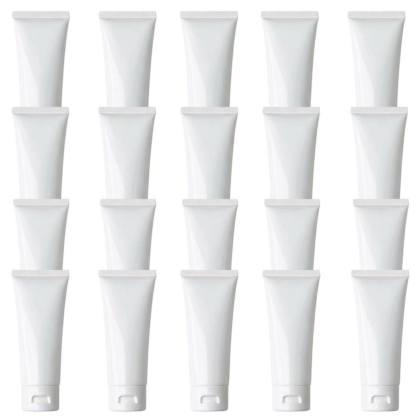 erioctry 20PCS 100ml/3.4oz Plastic White Empty Refill Cosmetic Packing Bottle Jars with Flip Cover Makeup Water Cleanser Shower Gel Emulsion Lotion Liquid Sample Storage Container