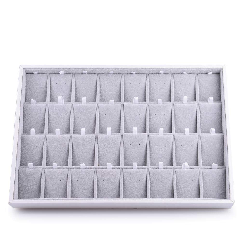 Oirlv Velvet Stackable Jewelry Tray 32 Grids Earrings Organizer Display Showcase Jewelry Storage trays
