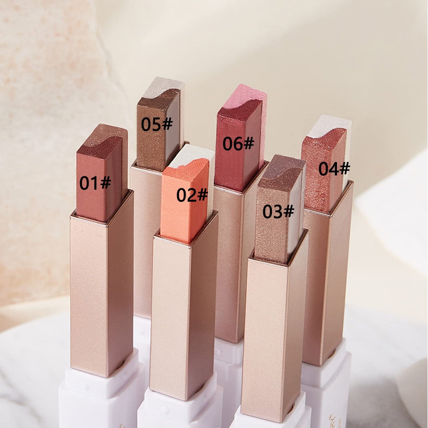 ALNGFUIK 12 Colors Glitter Eyeshadow Stick,Double Colors Shimmer Eye Shadow Stick Gradient Eye Makeup