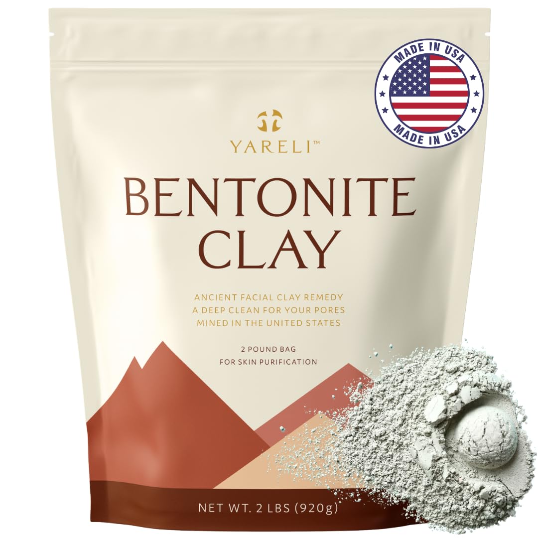 YARELI Calcium Bentonite Clay Powder Facial Mask & Cleansing Bath, 2lb