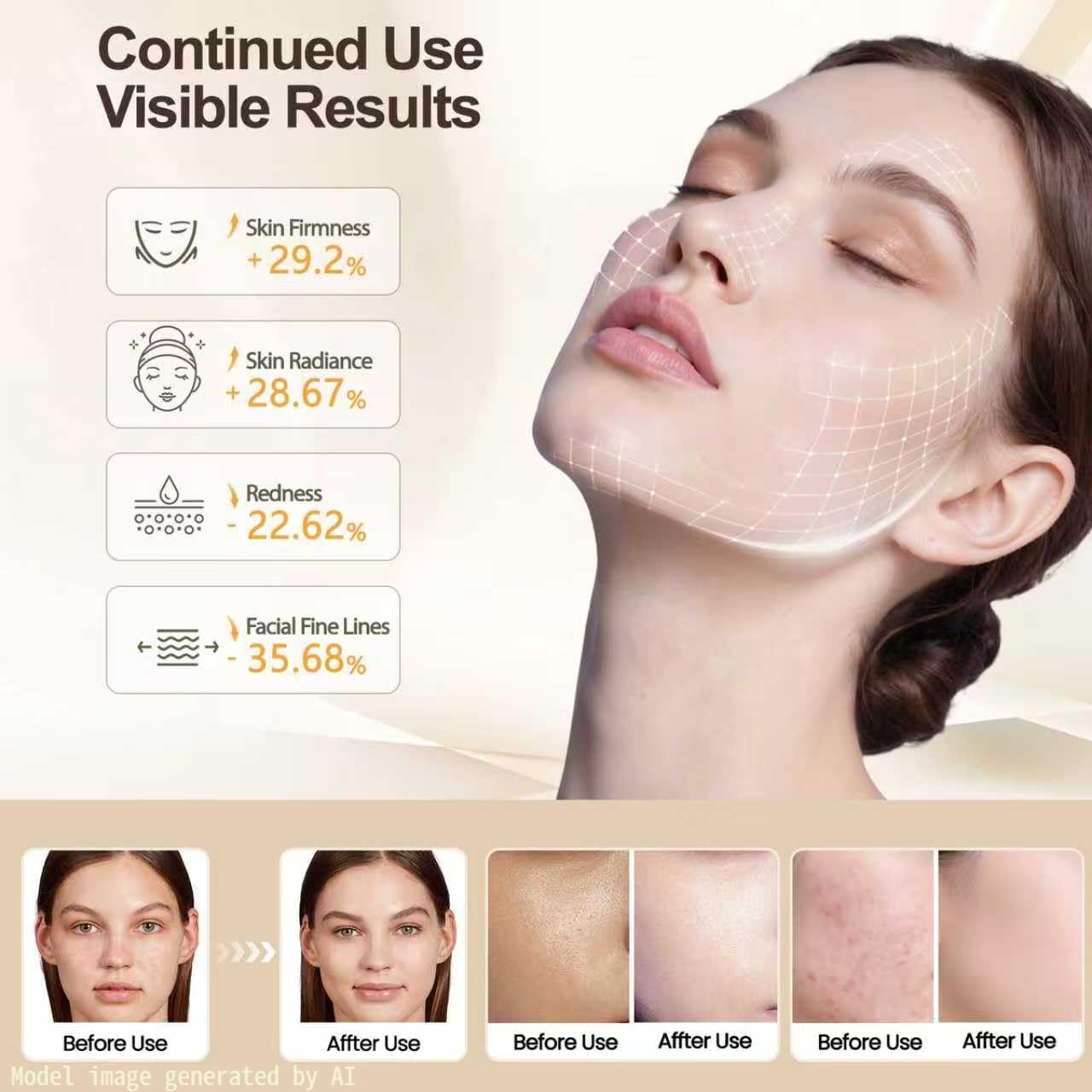 YuRui TENG Red Light Therapy for Face 7 -color light modes，3-in-1 Fusion LED Beads, 1200mAh red light therapy face mask with timer, suitable for home use ， Brighten and tighten skin tone (Black)