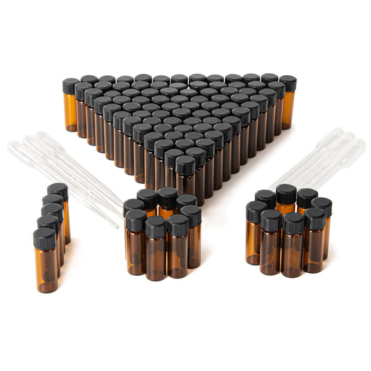BKMAMLAB 4ml Amber Small Glass Vials 100pcs with Screw Caps(100pcs)