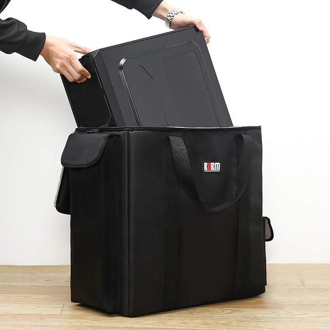 BUBM Desktop Computer Carrying Case, Padded Nylon Carry Tote Bag for Transporting Computer Tower PC Chassis, Keyboard, Cable and Mouse…