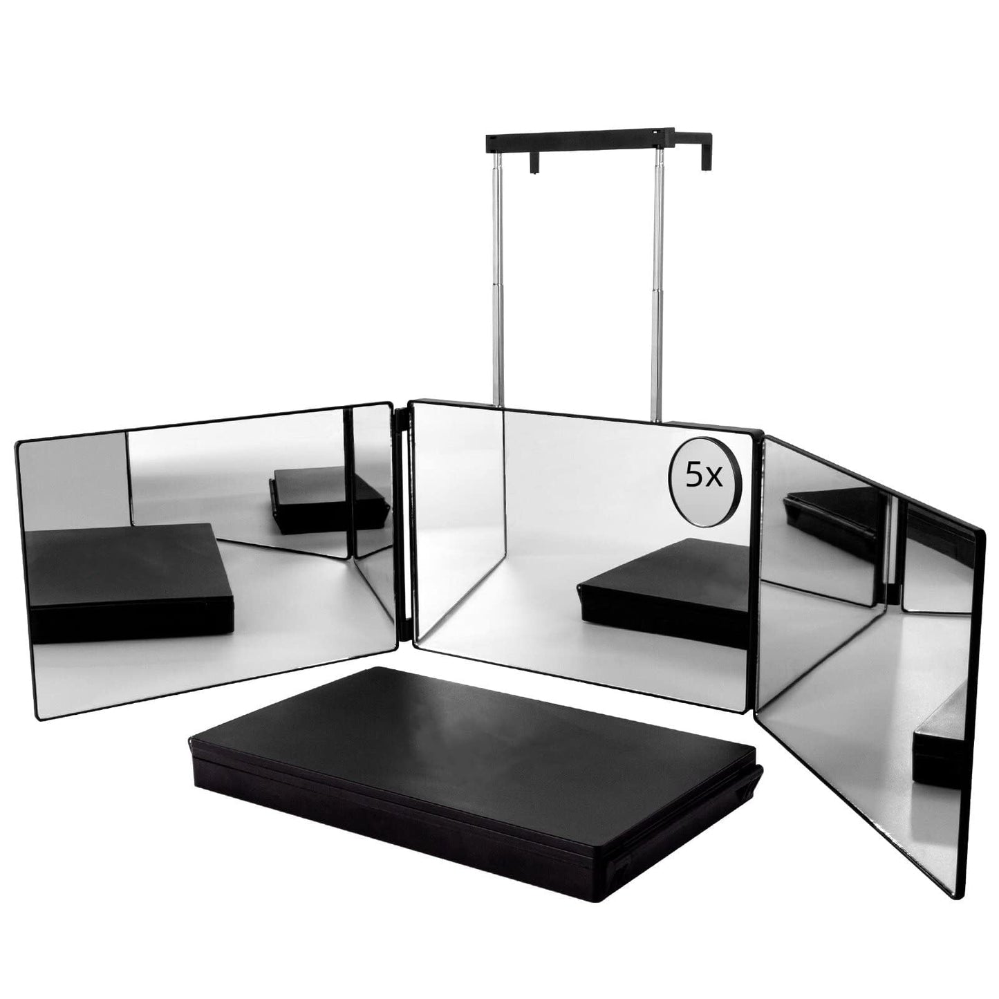 SELF FIND 3 Way Mirror for Hair Cutting, 360° Mirror for Haircuts for Men, Barber with Height Adjustable Telescoping Hooks for Makeup and Hair Styling1