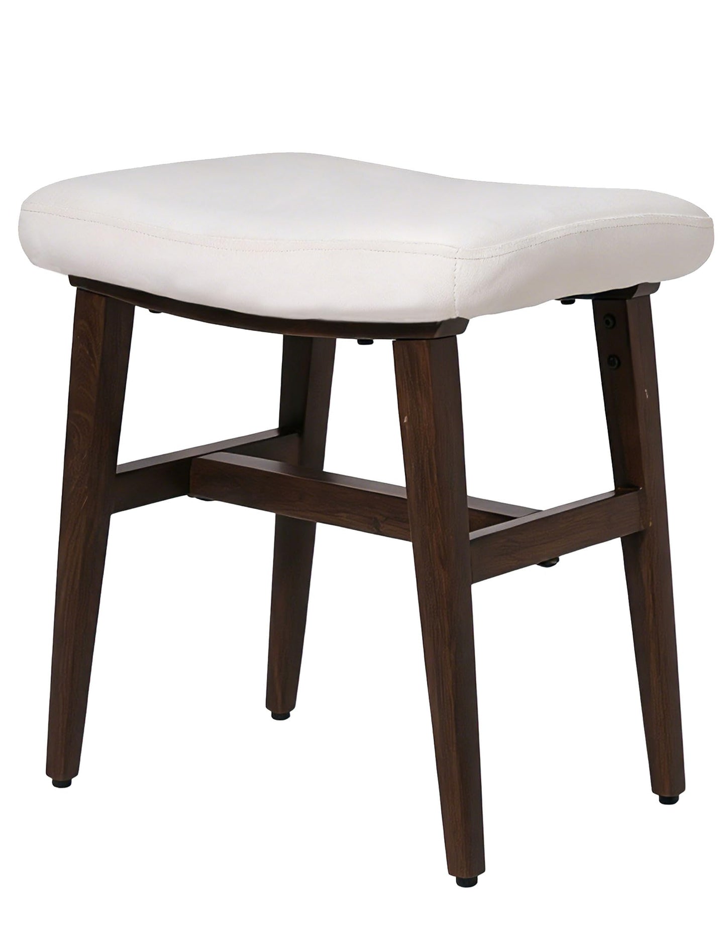 AurnaGle Cream Vanity Chair Stool,17.7inch Compact Makeup Chair with Velvet Saddle Cushion,High Rebound Sponge Seat, Easy Assembly Footstool for Bedroom, Entryway, Home, Metal Legs Ottoman