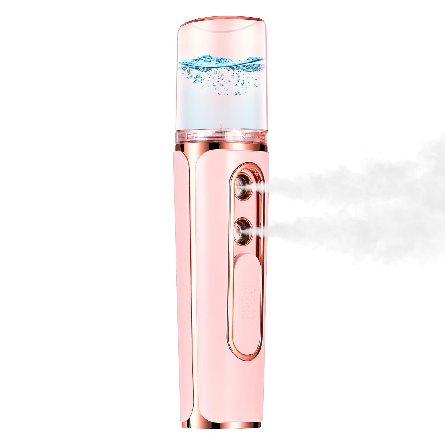 Nano Mister for Eyelash Extensions, Portable Facial Mist Sprayer with 2 Nozzles, 30ml Water Tank - USB Rechargeable Handheld Face Atomizer for Makeup and Skin Hydration - Pink