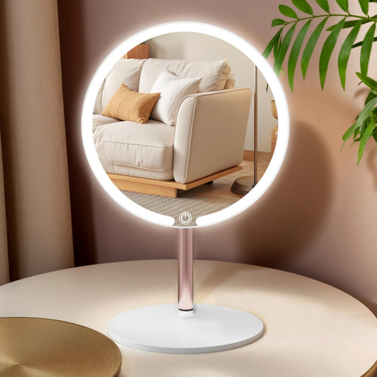 SKSFLY Makeup Mirror with Lights, 4K Ultra-Clear Reflection, Long-Press Adjustable Brightness, 3 Glow Settings, Flexible Multi-Angle Design – Perfect for Makeup