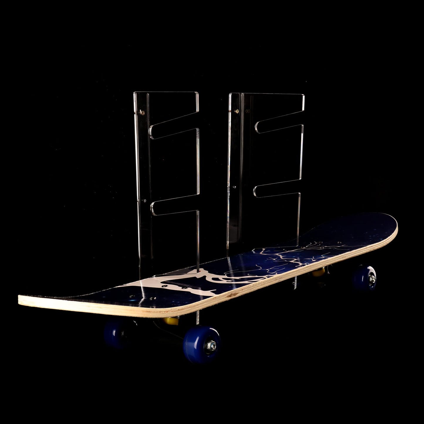 HHUXIUE Wall-Mounted Skateboard Mount - Space-Saving Horizontal Display Rack for Secure Skateboard Storage & Decoration (3 Layers Transparent)