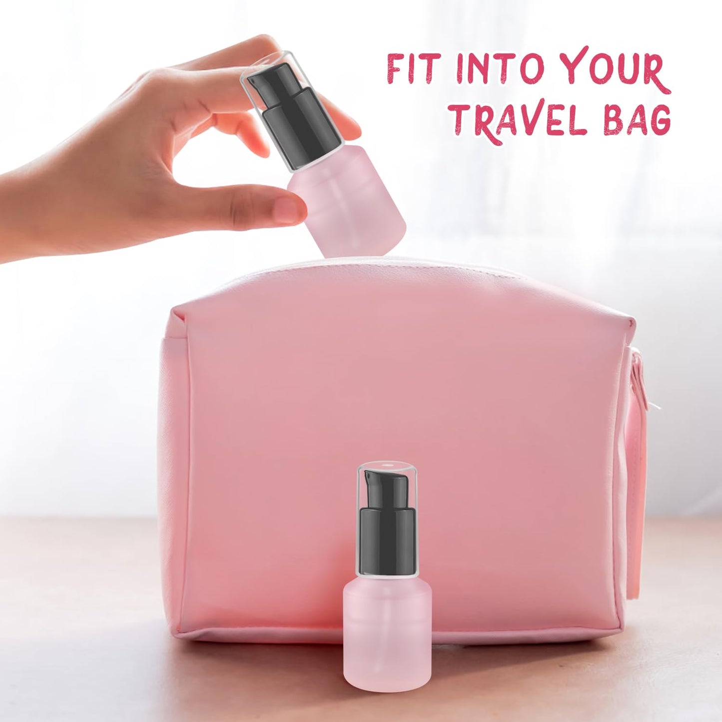 Wresty 6 Pcs Empty Glass Pump Bottles Refillable Cream Lotion Bottles Travel Sample Bottle Cosmetic Dispenser Bottle Containers For Lotion Cream Emulsion Essence (Pink, 15ml/0.5oz)