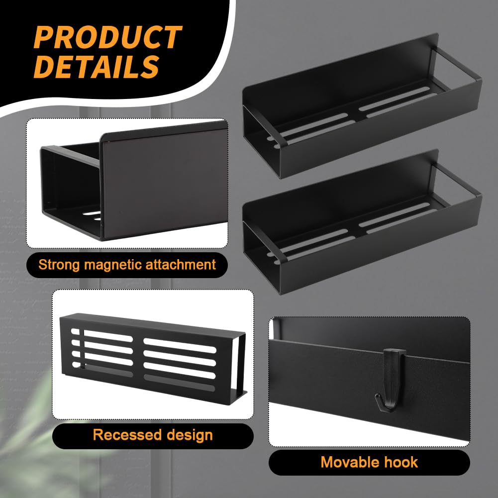 DiQiRenQin Magnetic Spray Can Holder 2 Pack, Steel Wall Mount Organizer for Toolbox and Metal Surfaces, 11.6 in and 10.6 in Racks, Fits Aerosol Cans Up to 3 in Diameter, Black
