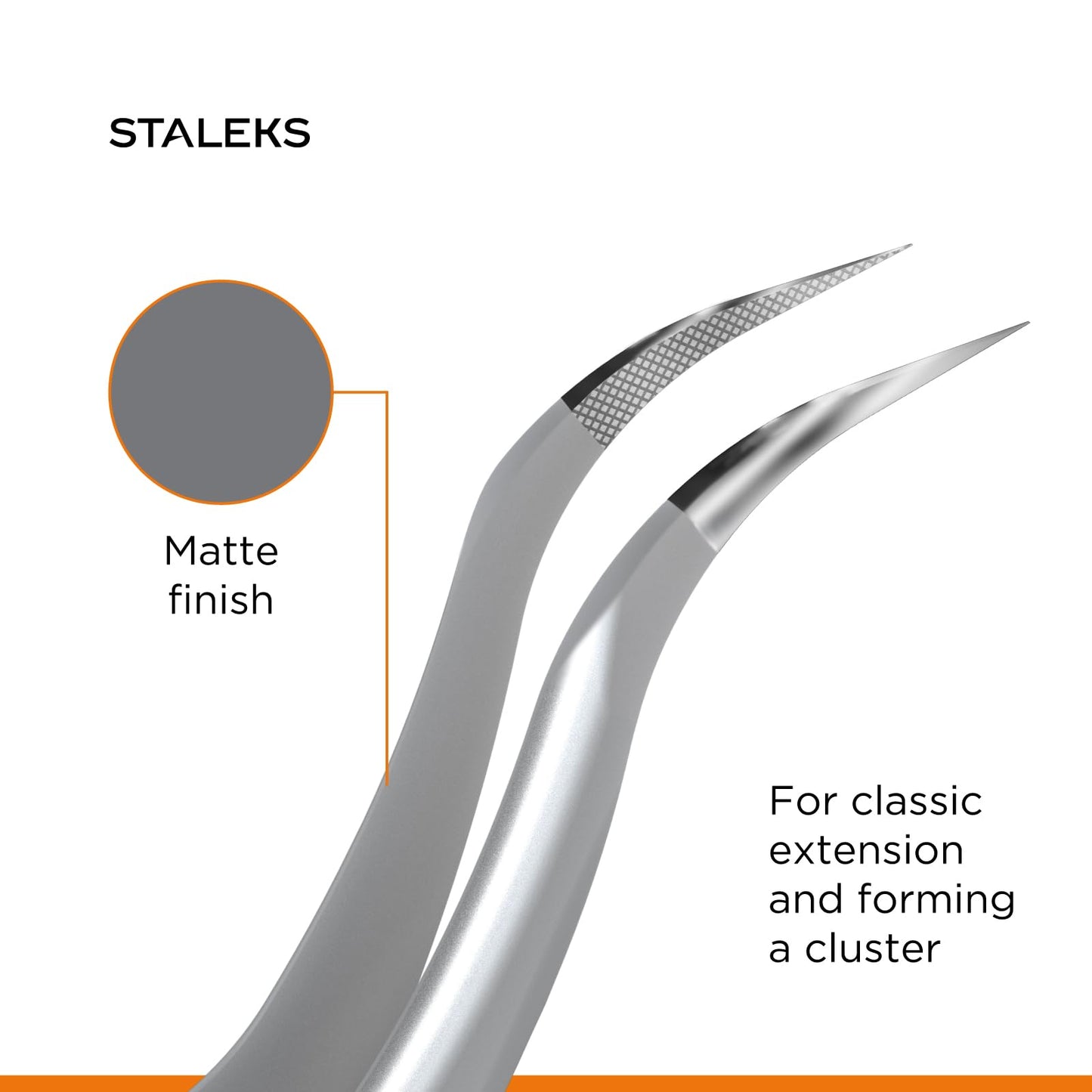 STALEKS PRO Expert 45 Type 1 Professional Eyelash Tweezers (Curved) – Stainless Steel with Nano-Notches for Volume & Mega-Volume Lash Extensions