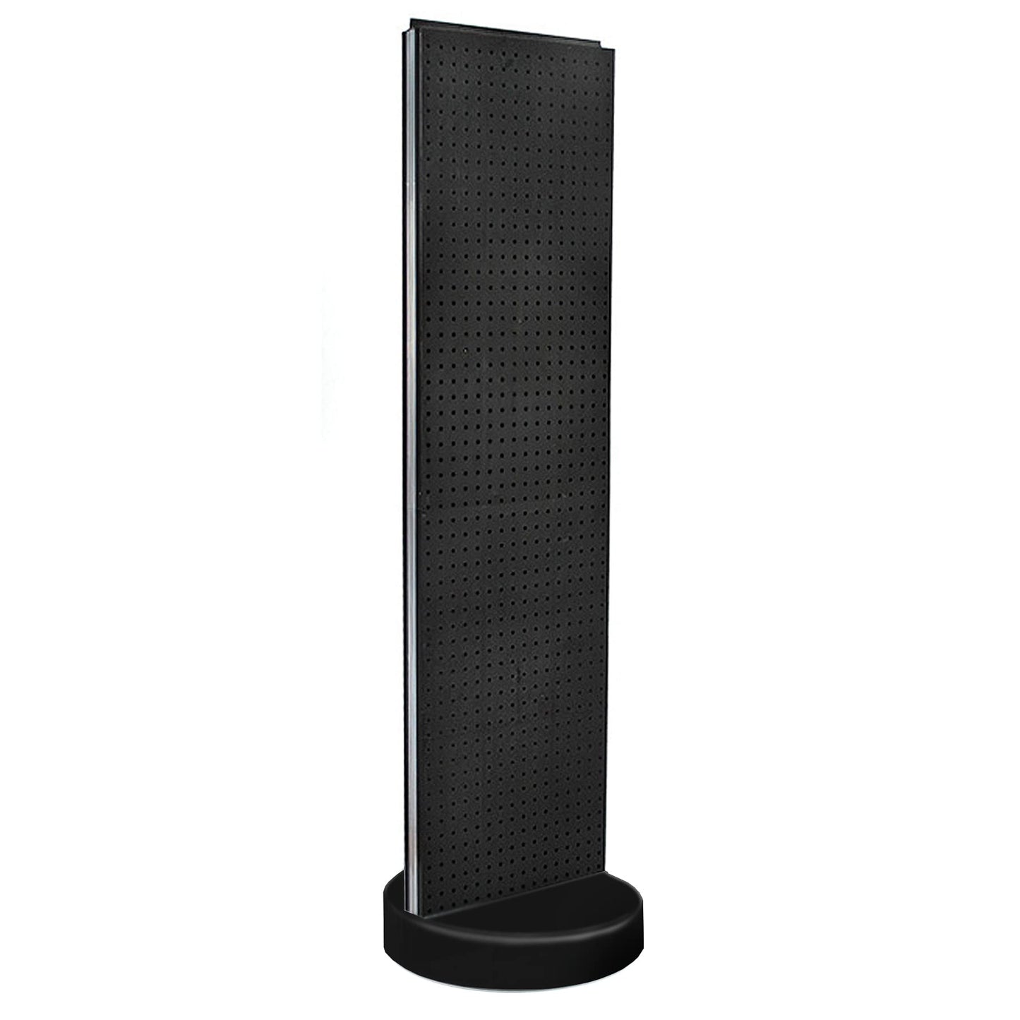 Azar Displays 700780 TWO-SIDED PEGBOARD FLOOR DISPLAY W/C-CHANNEL SIDES ON REVOLVING ROUND STUDIO BASE. PANEL SIZE: 16"W X 60"H, (Black Midnight)