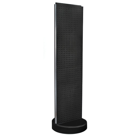 Azar Displays 700780 TWO-SIDED PEGBOARD FLOOR DISPLAY W/C-CHANNEL SIDES ON REVOLVING ROUND STUDIO BASE. PANEL SIZE: 16"W X 60"H, (Black Midnight)
