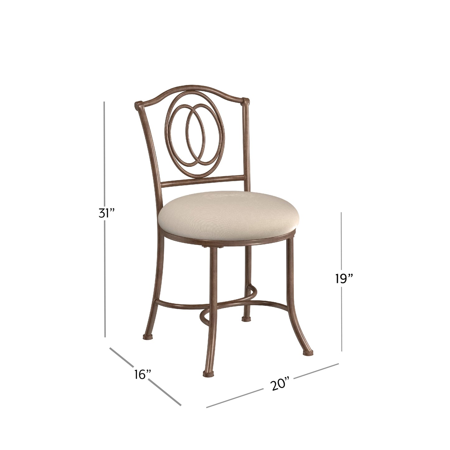 Hillsdale Emerson Metal Vanity Stool, Golden Bronze