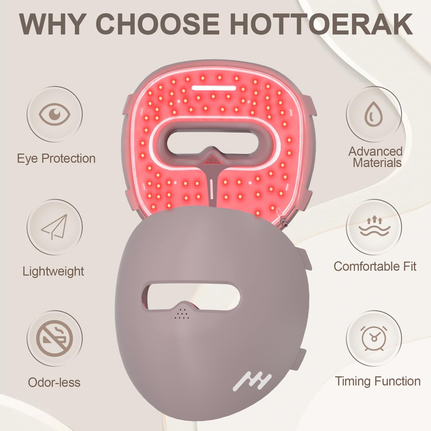 Hottoerak Red Light Therapy for Face, 660nm Red Light & 850nm Near-Infrared LED Face Mask Light Therapy with 240 Chips for Travelling and Home Use (Purple)