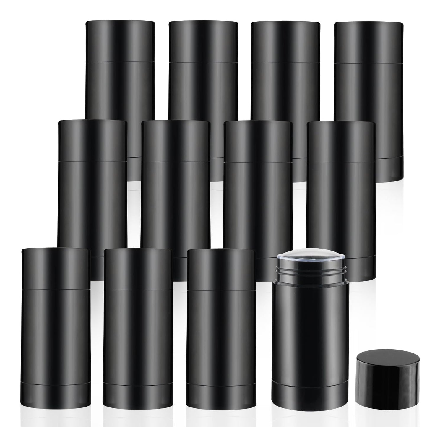 BOSMIOW 12 Pieces 15g Black Plastic Deodorant Containers,Empty 1/2 oz Travel Lip Balm Tubes for DIY Solid Perfume,Lipstick,Chapstick,Crayon