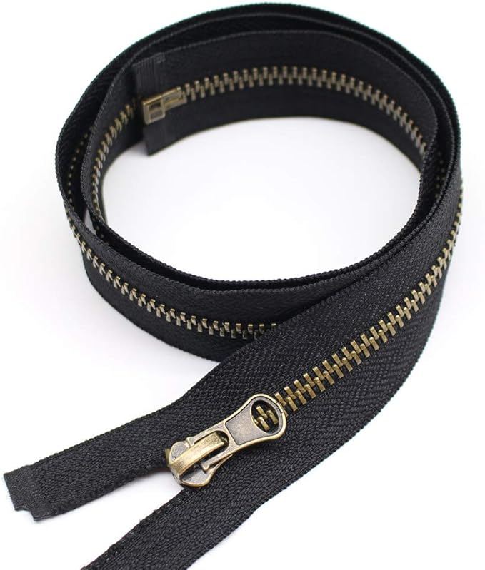 YaHoGa 2PCS #5 8 Inch Antique Brass Separating Jacket Zipper Black Metal Zippers for Jackets Sewing Coats Crafts (8" Anti-Brass)