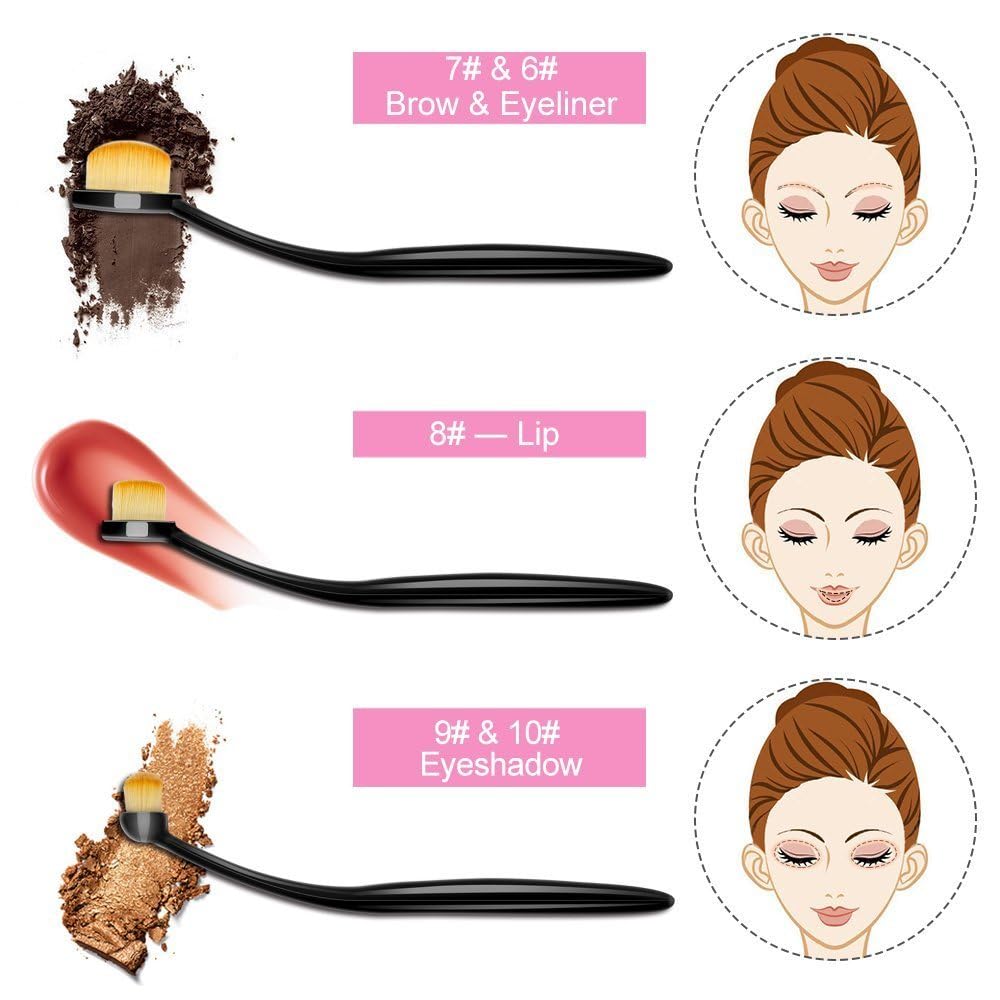 Yoseng Oval Makeup Brushes Set 10 Pcs Professional Oval Toothbrush Foundation Contour Concealer Eyeliner Blending Cosmetic Brushes Tool Set-With Box,Practical White Elephant Gift for Girls Women