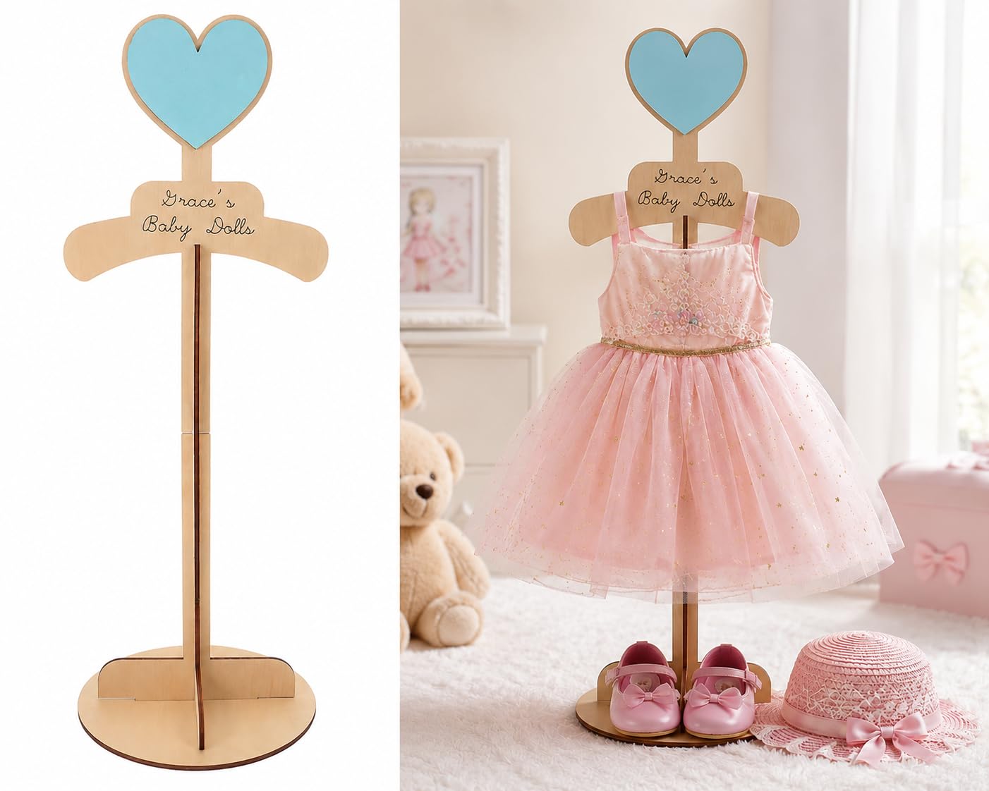 Alipis Child T Shirt Display Stand Wood - Portable Baby Clothes Rack with Antislip Feature for Kids Clothing Organizer and Retail Garment Display 26.77X7.87X5.11In