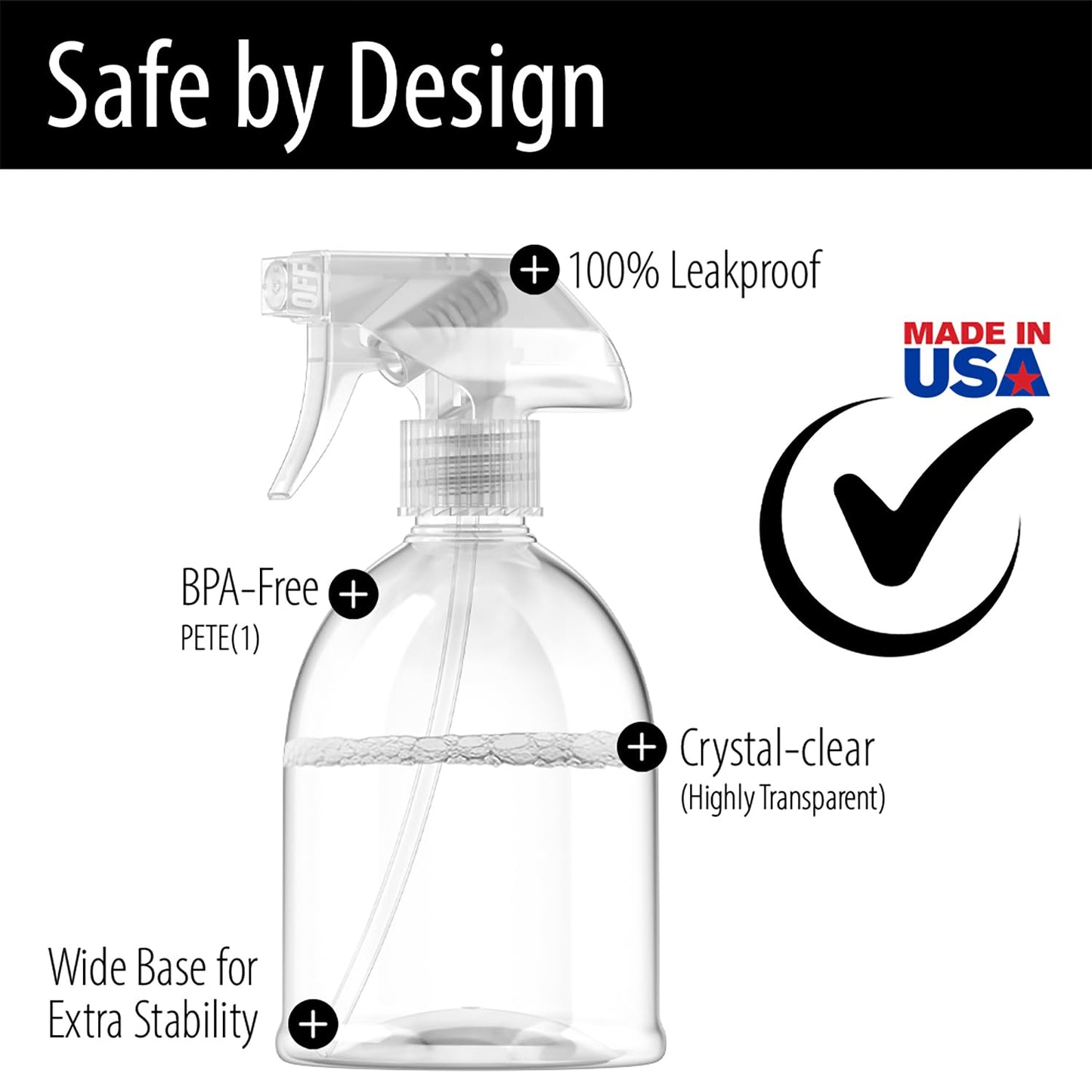 Bar5F Plastic Spray Bottles - 16oz (3 Pack) Water Spray Bottle for Hair, Cleaning, Gardening, Dog, Cat - Empty Spray Bottle