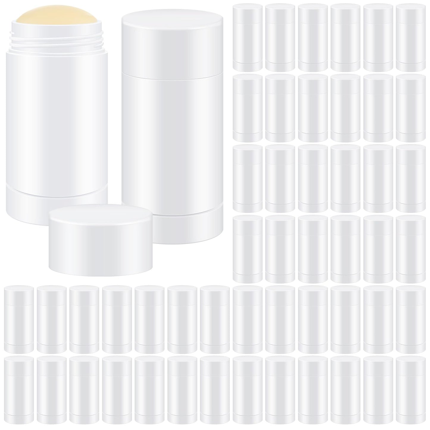 Teenyyou 50 Pcs 15ml Empty Deodorant Containers Twist Filling Stick Plastic Deodorant Container Refillable Bottles Bottom Filling Round Lip Balm Tubes Cylinder for Homemade DIY Lip Balm(White)