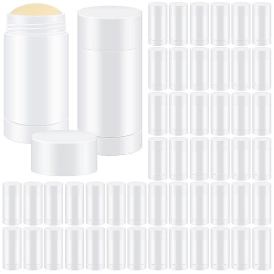 Teenyyou 50 Pcs 15ml Empty Deodorant Containers Twist Filling Stick Plastic Deodorant Container Refillable Bottles Bottom Filling Round Lip Balm Tubes Cylinder for Homemade DIY Lip Balm(White)