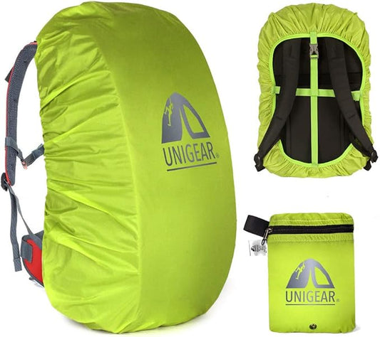 Unigear Backpack Rain Cover Waterproof Rating 5000mm Ultraportable and Durable with 2 Anti-Slip Buckle Strap, Integrated Carry Pouch Design (Green, Meidum)