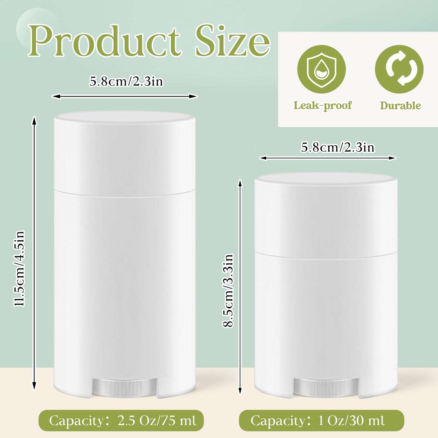 Teenyyou 50 Pack White Empty Deodorant Containers, 75ml/2.5oz, Bottom Filling, Refillable Deodorant Tubes Lipstick Balm Tubes Twisted, Plastic Oval for Homemade DIY Aromatherapy, Balm, Lotion