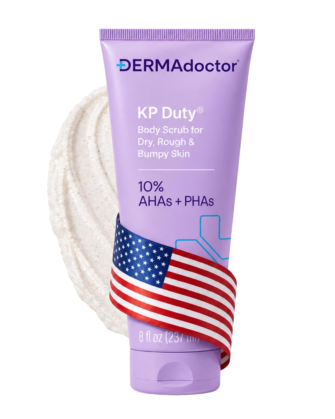 DERMAdoctor KP Bump Eraser Body Scrub with 10% AHAs + PHAs for Keratosis Pilaris, Dry, Rough, and Bumpy Skin, Dermatologist Formulated Exfoliating Body Scrub with Glycolic and Lactic acids - 8 Fl oz