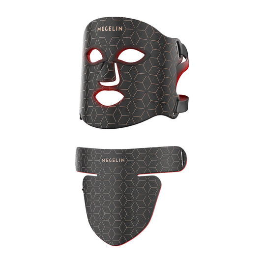 MEGELIN Led Red Light Therapy Face & Neck Mask, 7 Colors Led Light Therapy Facial Mask, Infrared Red Light Therapy Mask, Infrared Light Skin Rejuvenation(Black)