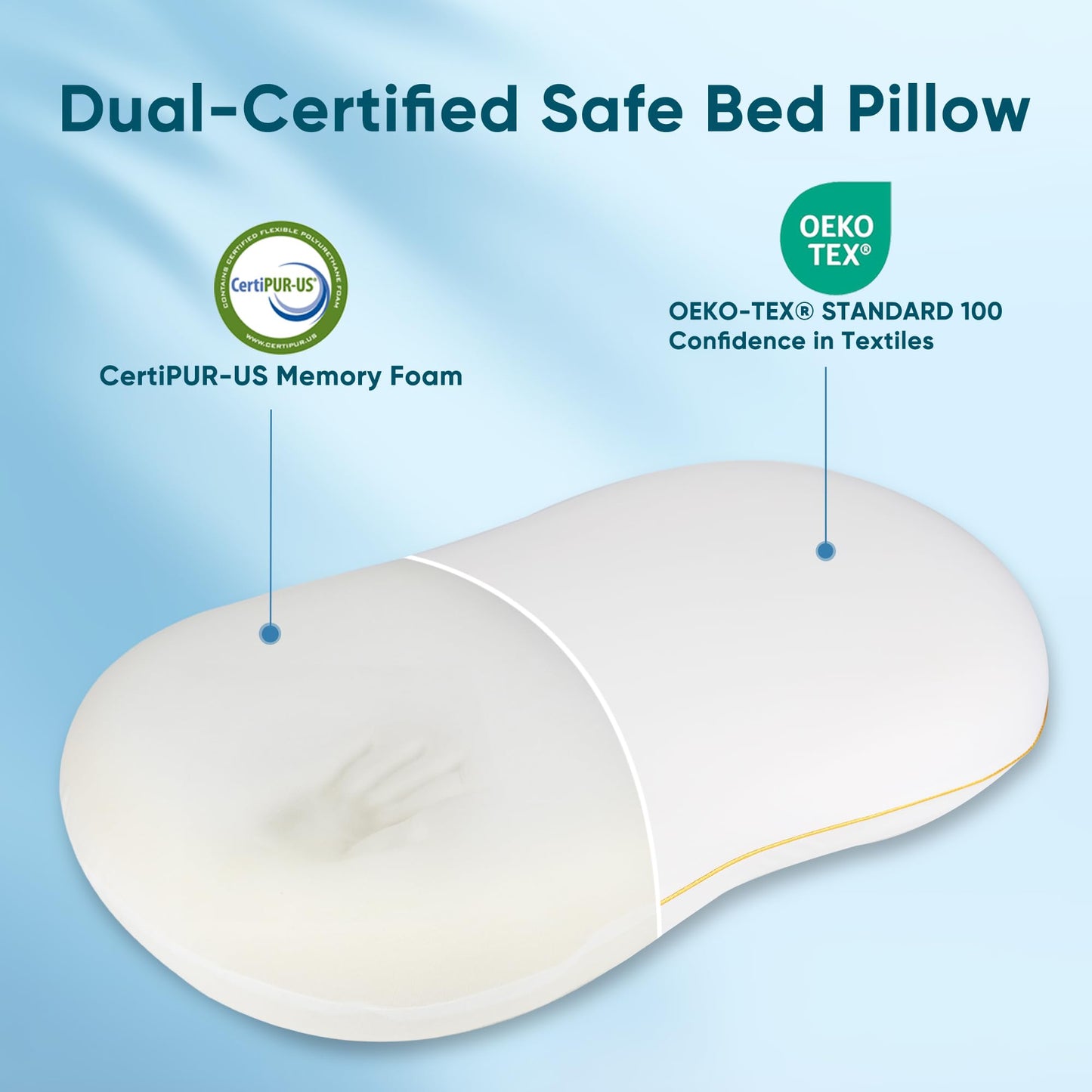 Justsafe Side Sleeper Pillow - Cooling Cervical Neck Pillow for Side Sleeping, Memory Foam Pillows for Back and Stomach Sleepers - Ergonomic Bed Pillow for Neck and Shoulder Pain Relief