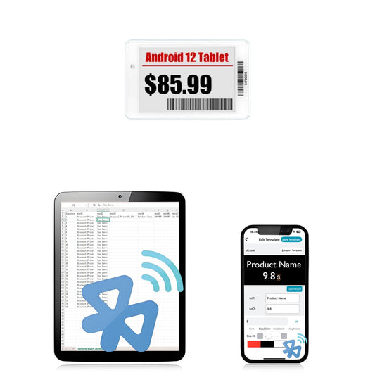 3.5 in Electronic Shelf Label, Digital Label Holders, Blank Labels, Business Signs with Android and iOS APP One Stop Solution System for Retail, Storage, Black+White+Red e Ink Screen,1pc (BLE)