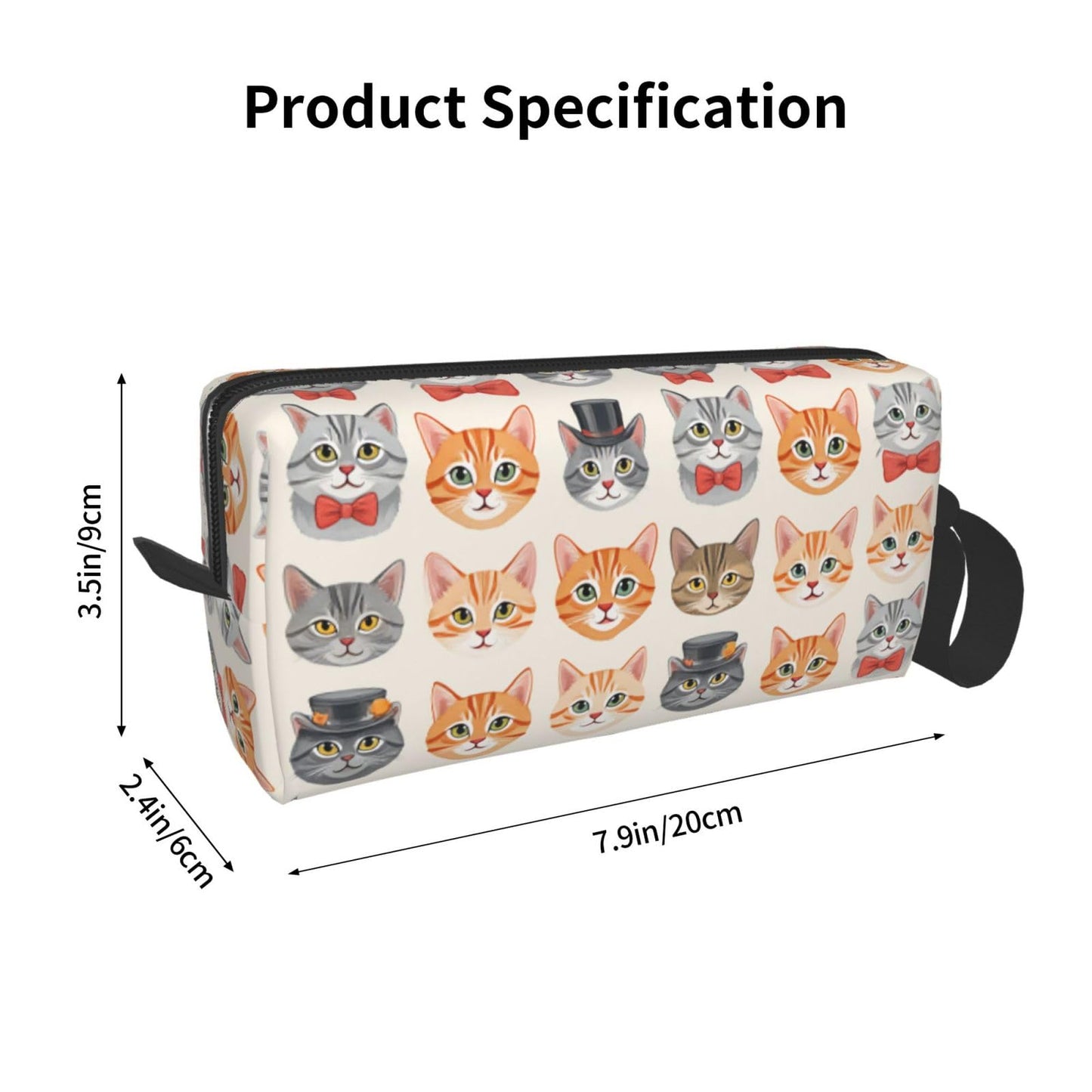 OLUSENMO Small Makeup Bag for Travel - Cute Cat Print Cosmetic Organizer with Zipper Closure Oxford Fabric Impact-Resistant Multi-Purpose Storage Perfect for Gym, Daily Use