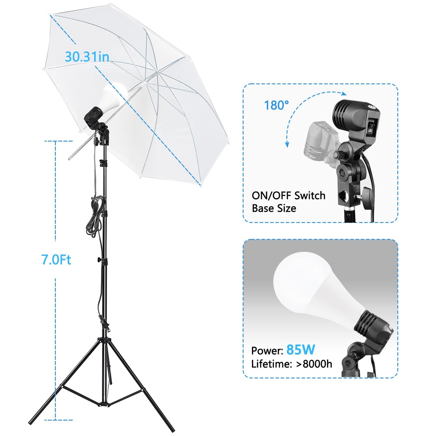 Photography Background Stand Support System with Muslin Backdrop (Chromakey Green Screen kit) 85W 5500K LED Bulb with Umbrella Lighting Kit for Photo Studio Product, Portrait and Video Shoot