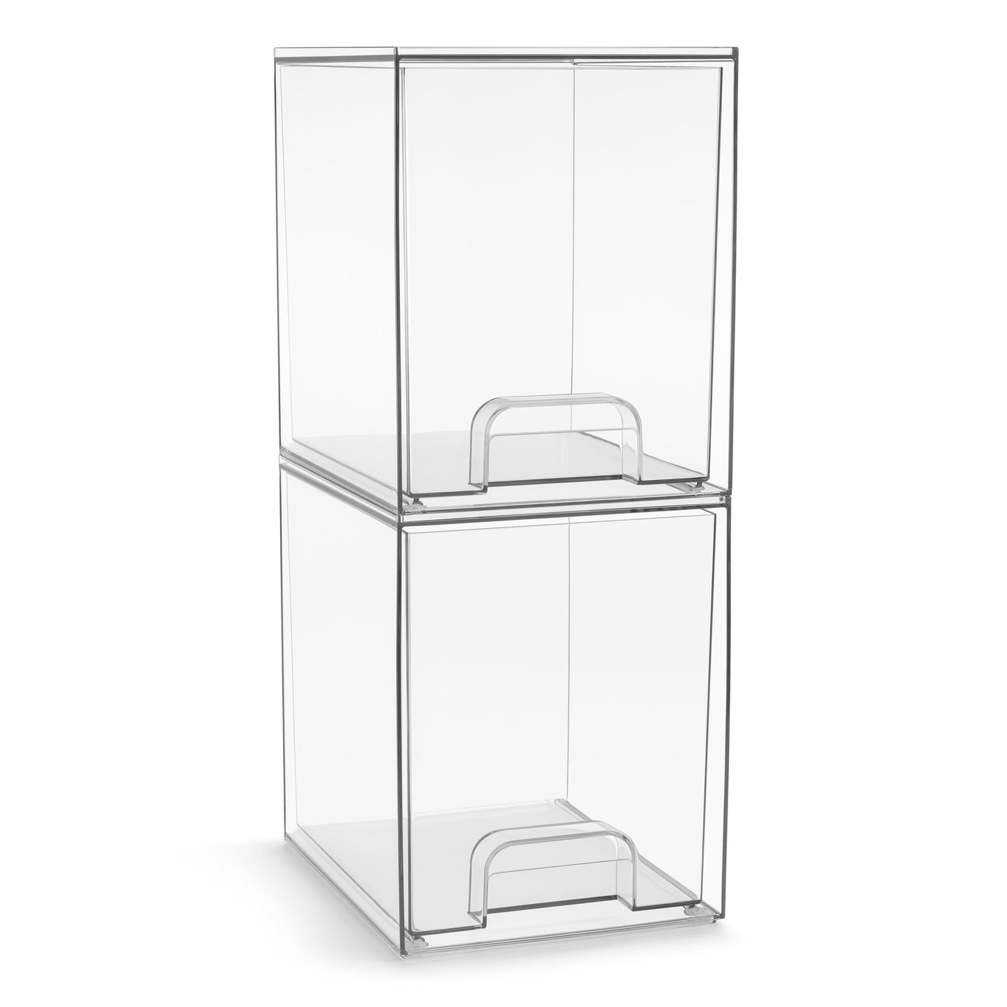 Sorbus Acrylic Storage Containers - 2 Pack, Stackable Storage Bins Set for Bathroom Organization - Clear Acrylic Drawer Organizers - Makeup Case Pull-Out Drawers (7.6’’ Tall)