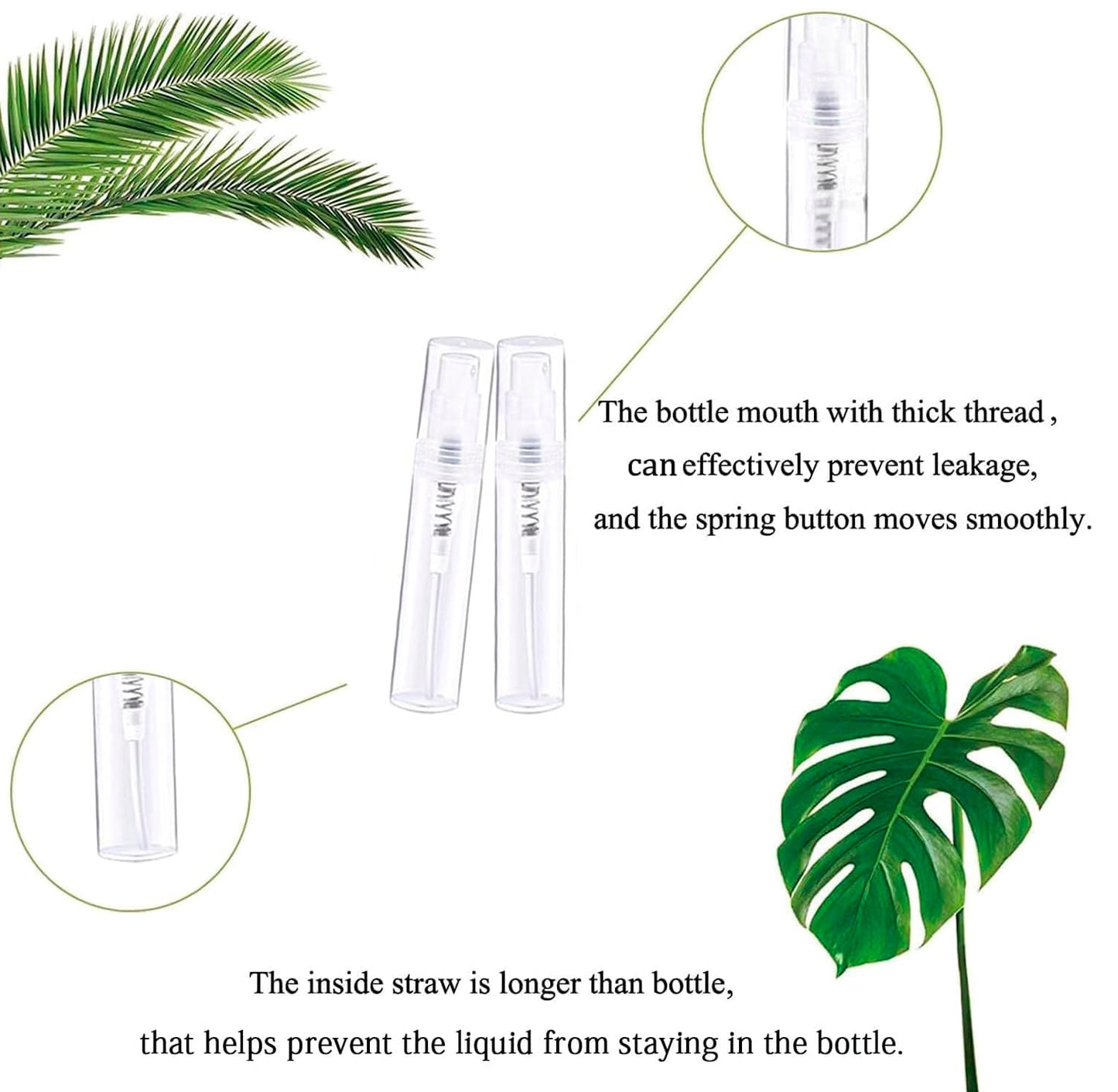 Csdtylh Mini Spray Bottle, Clear Plastic Empty Sample Containers, Fine Mist Perfume Travel Refillable Spray Bottle Perfume Atomizer Small Portable Bottle for Cleaning, Essential Oils 120Pcs 3ml