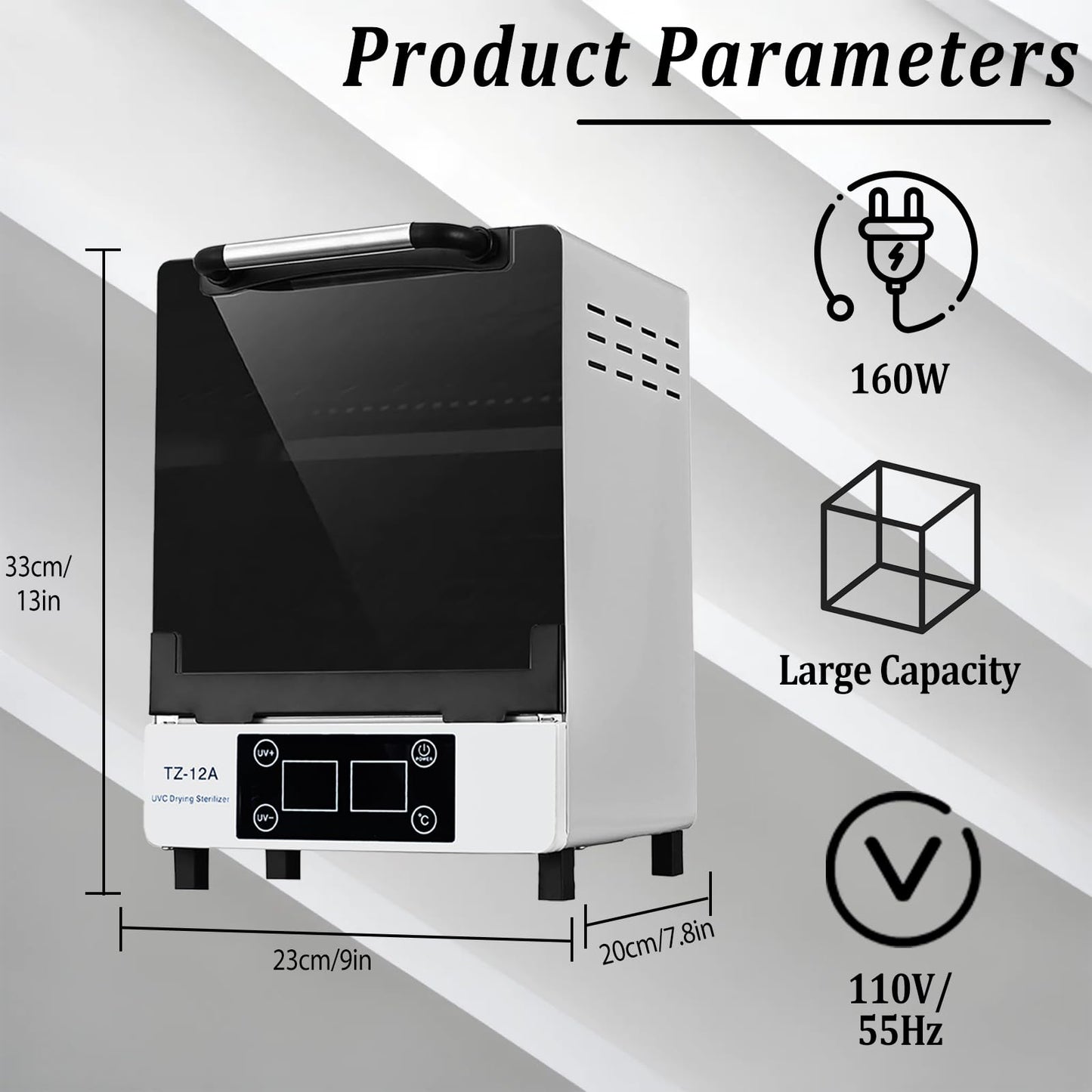 Henlivy Nail Tool UV Cleaning Cabinet, Large Capacity Stainless Steel Cleaning, with Drying Function, Temperature and Timer Control, up to 60 Minutes, 110V, for Hair Salon Spa Nail Salon