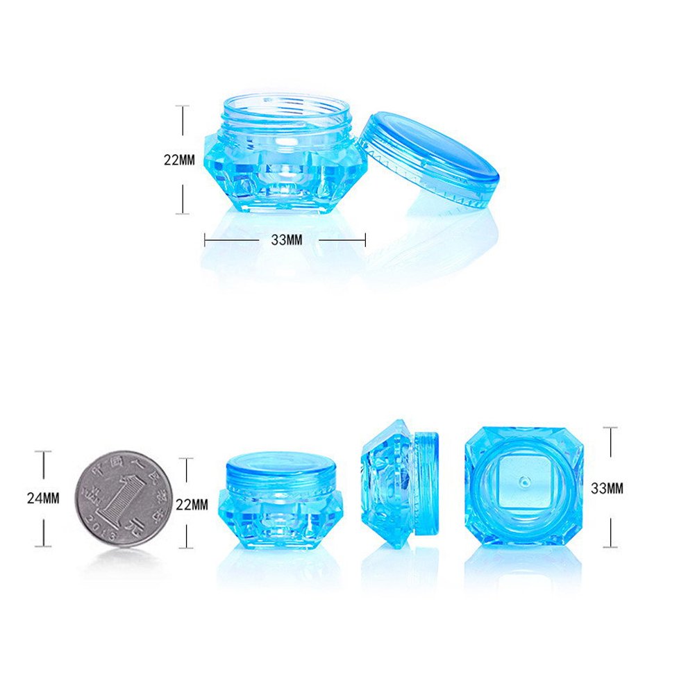 Wowlife 50Pcs 5 Gram/5 ML Cosmetic Sample Empty Container Diamond Plastic Jars for Cream, Eye Shadow, Nails, Powder, Jewelry, Lip balms, Toners