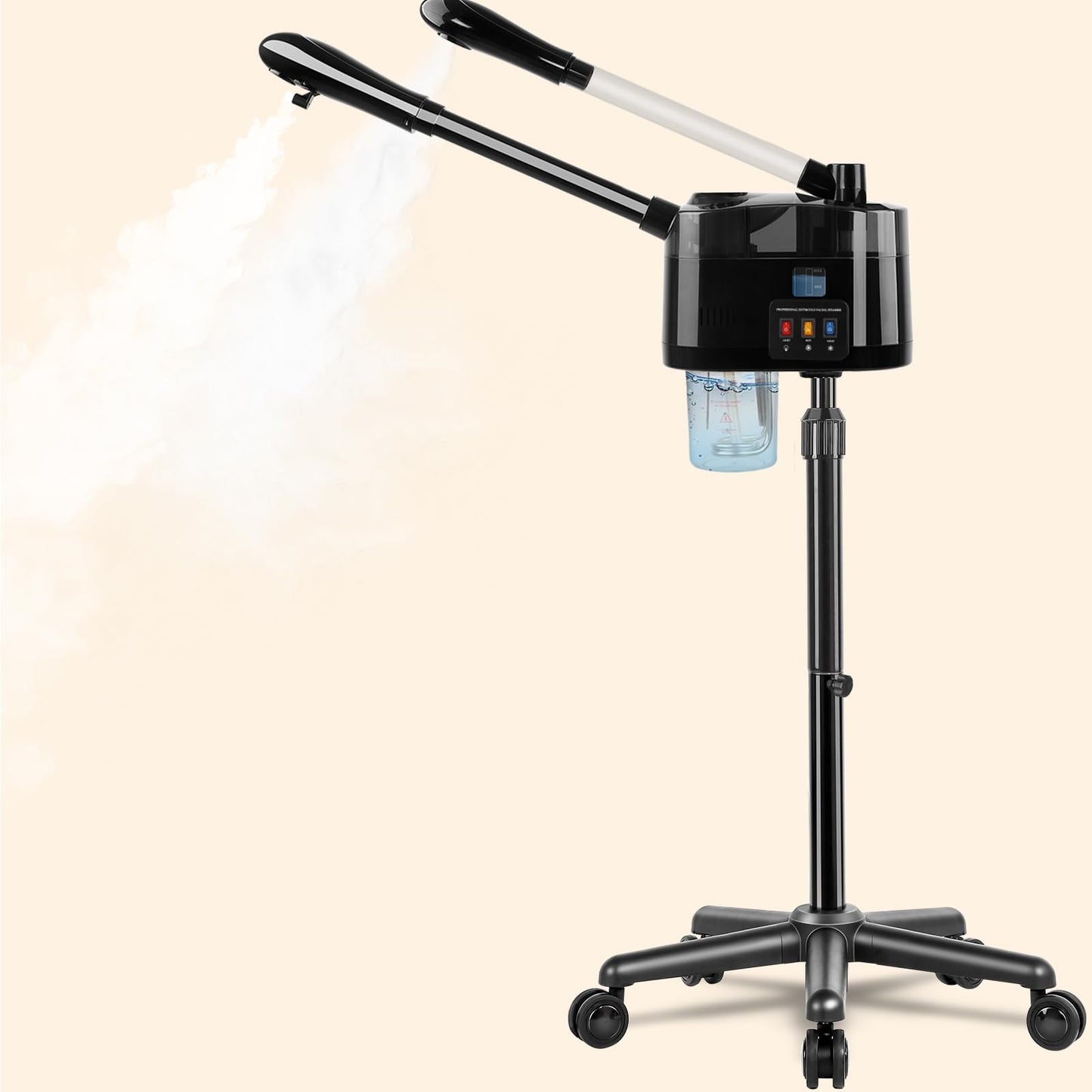 Professional Facial Steamer，Hot & Cold, Esthetician Steamer More Steam,Ozone Facial Steamer for Deep Cleansing and Hydration, Suitable for Beauty, Spa and Home Use, Black