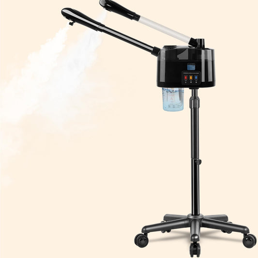 Professional Facial Steamer，Hot & Cold, Esthetician Steamer More Steam,Ozone Facial Steamer for Deep Cleansing and Hydration, Suitable for Beauty, Spa and Home Use, Black