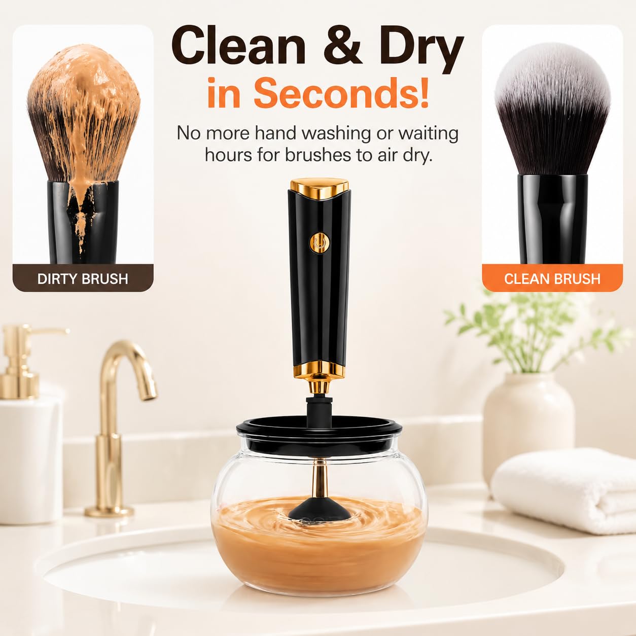 Electric Makeup Brush Cleaner and Dryer Machine - black