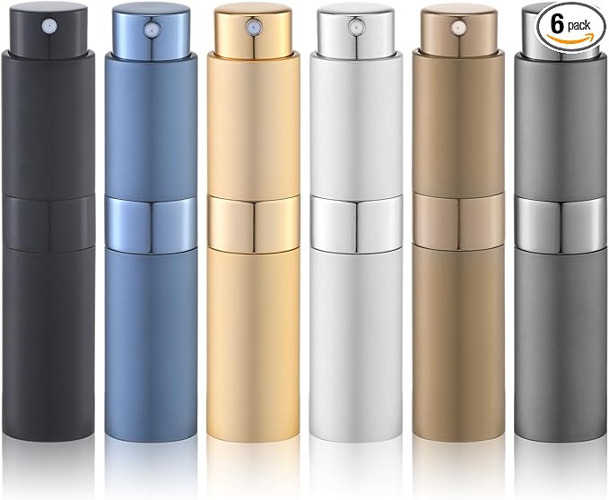Travel Perfume Bottle Refillable - Cologne Spray Atomizer Mini - Small Travel Size Empty Sprayer for Refill Sample Container - Portable Fragrance Decant Dispenser for Women Men 8ml 6PCS Brown