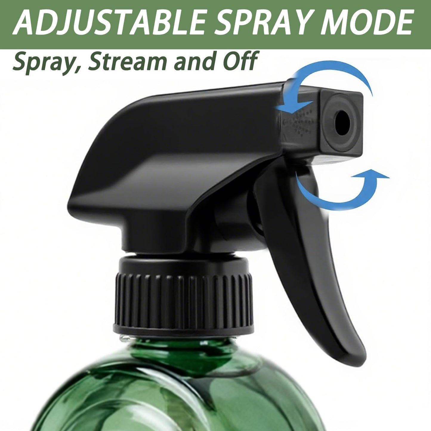 Green Glass Spray Bottle, Refillable Indoor Plant Mister,13.5oz Water Spray Bottle with Adjustable Nozzle,Plant Mister Spray Bottles for Indoor Plants, Cleaning, Hair Care, Pets Care(2pcs)